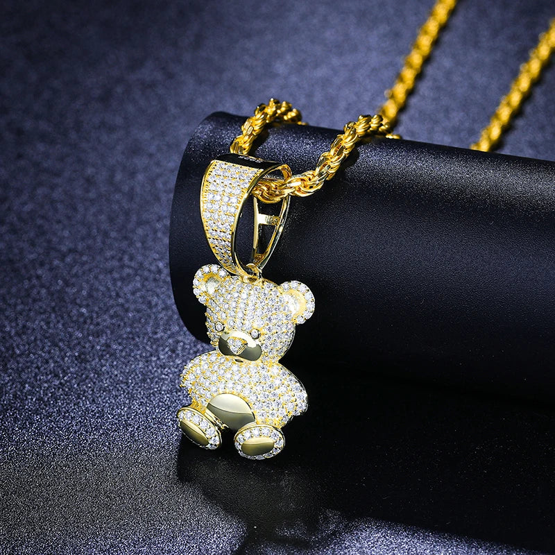 Moissanite Bear Pendant Necklace