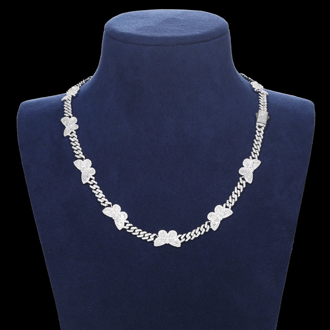 Moissanite Butterfly Cuban Link Necklace