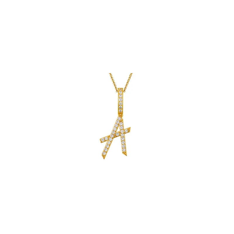 Moissanite Cactus Initial Pendant Necklace - Gold / A / United States|Only Pendant