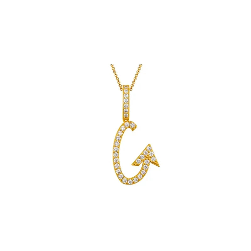 Moissanite Cactus Initial Pendant Necklace - Gold / G / United States|Only Pendant