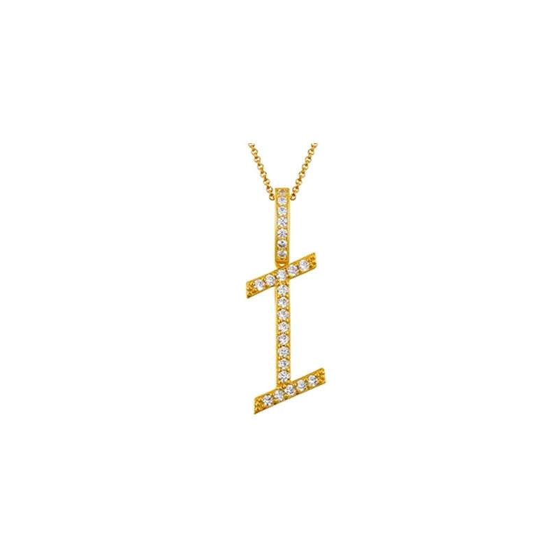 Moissanite Cactus Initial Pendant Necklace - Gold / I / United States|Only Pendant