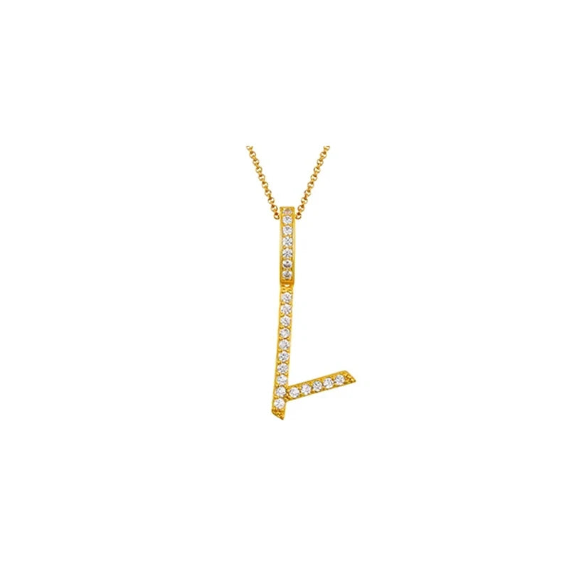 Moissanite Cactus Initial Pendant Necklace - Gold / L / United States|Only Pendant