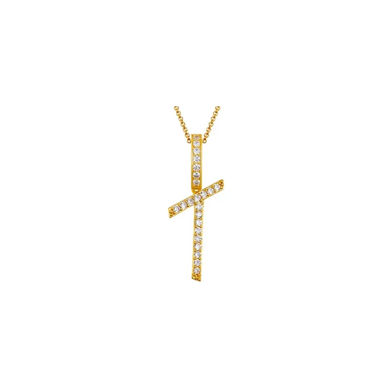 Moissanite Cactus Initial Pendant Necklace - Gold / T / United States|Only Pendant