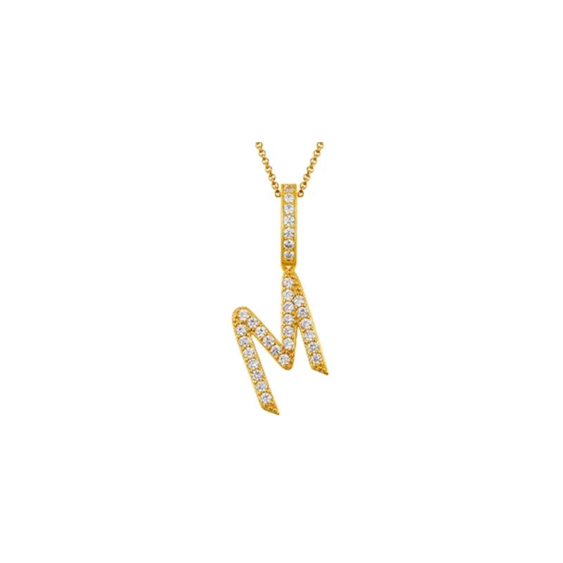 Moissanite Cactus Initial Pendant Necklace - Silver / M / United States|Only Pendant