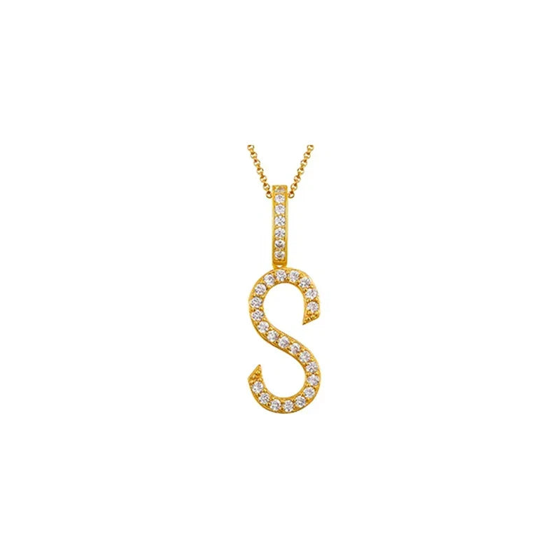 Moissanite Cactus Initial Pendant Necklace - Silver / S / United States|Only Pendant