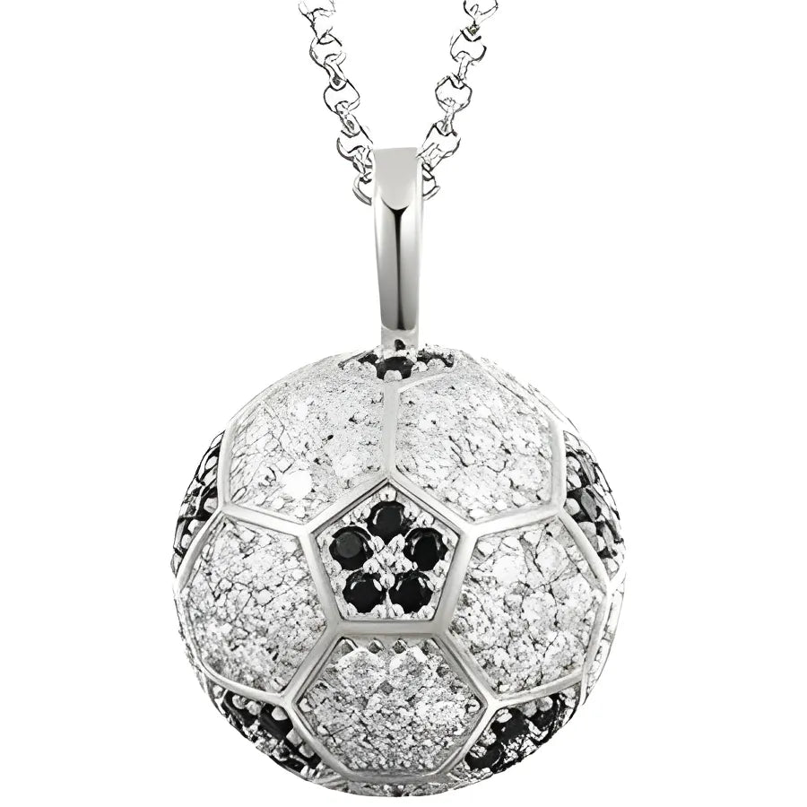 Moissanite Diamond Football Pendant in Sterling Silver - Silver / 40cm / United States