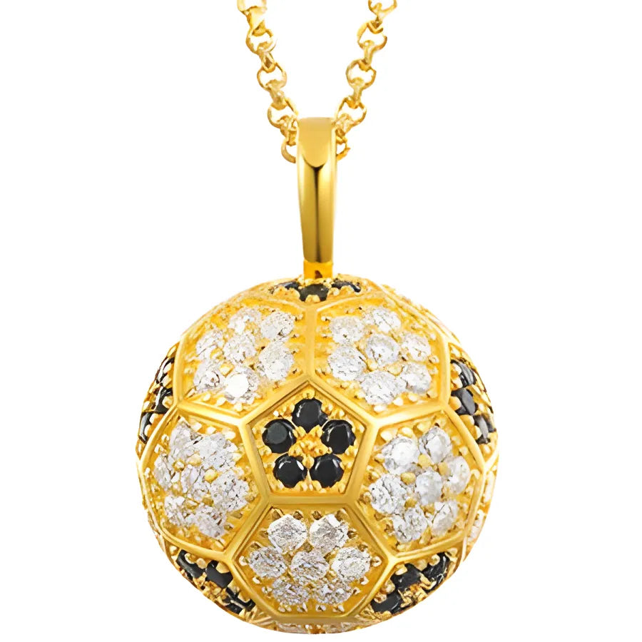 Moissanite Diamond Football Pendant in Sterling Silver - Gold / Only Pendant / United States