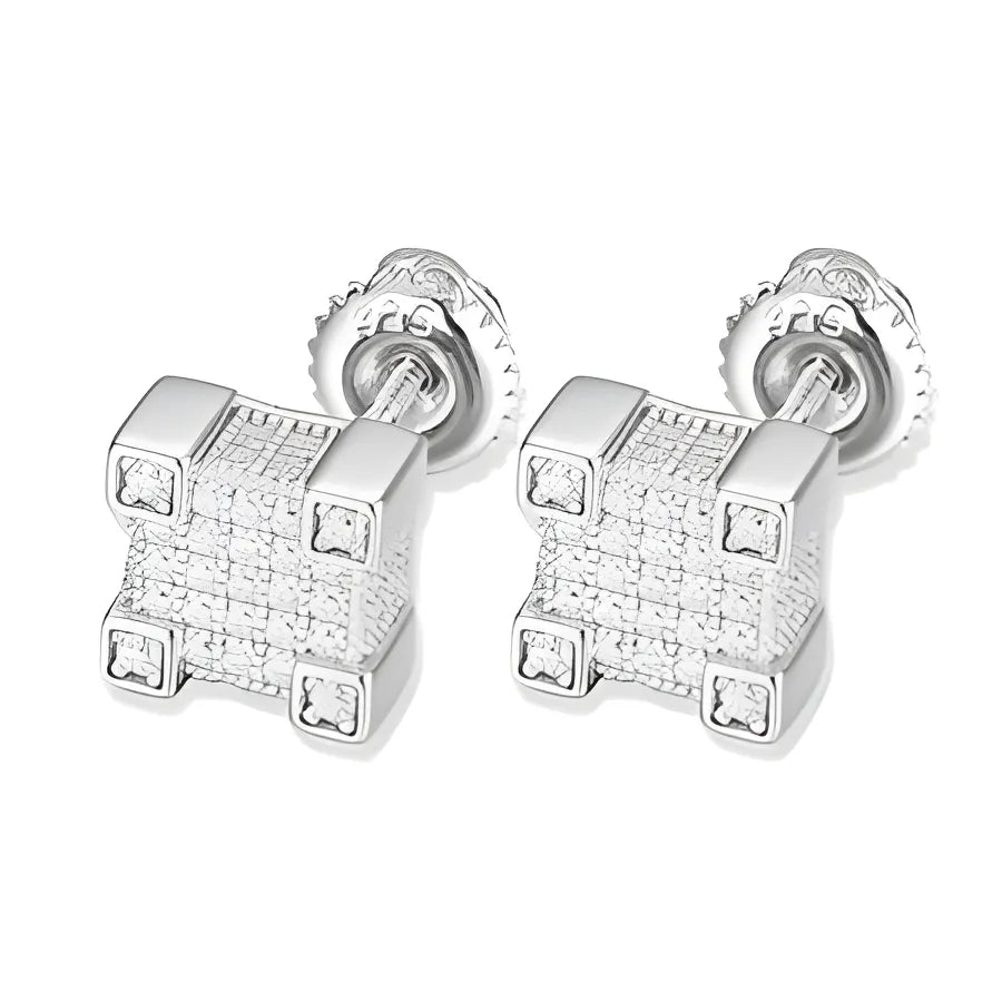 Moissanite Diamond Square Studs in 925 Sterling Silver - Silver / United States