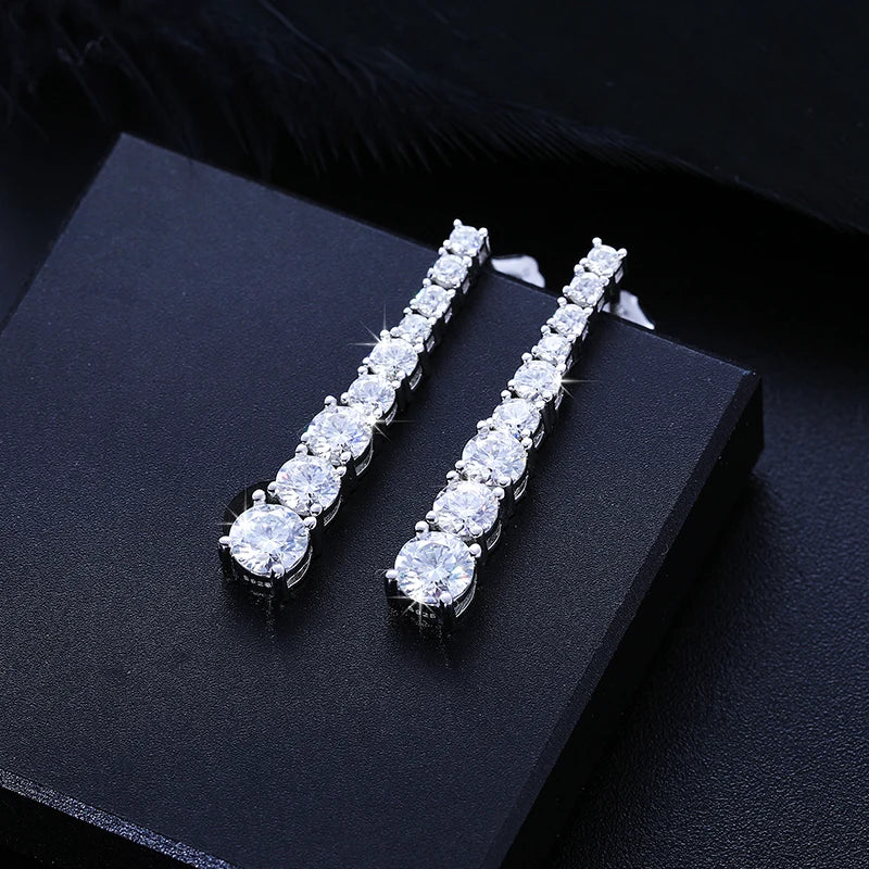 Moissanite Drop Tassel Earrings