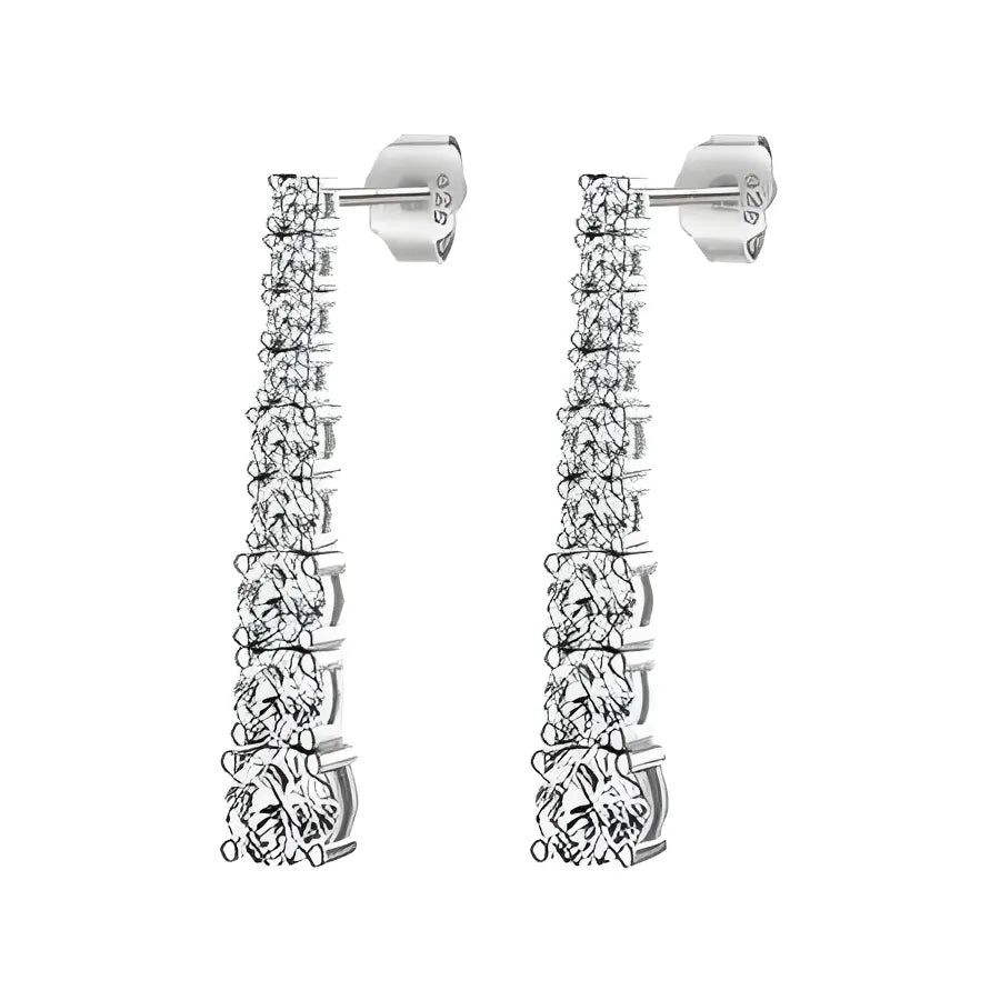 Moissanite Drop Tassel Earrings - Silver / United States