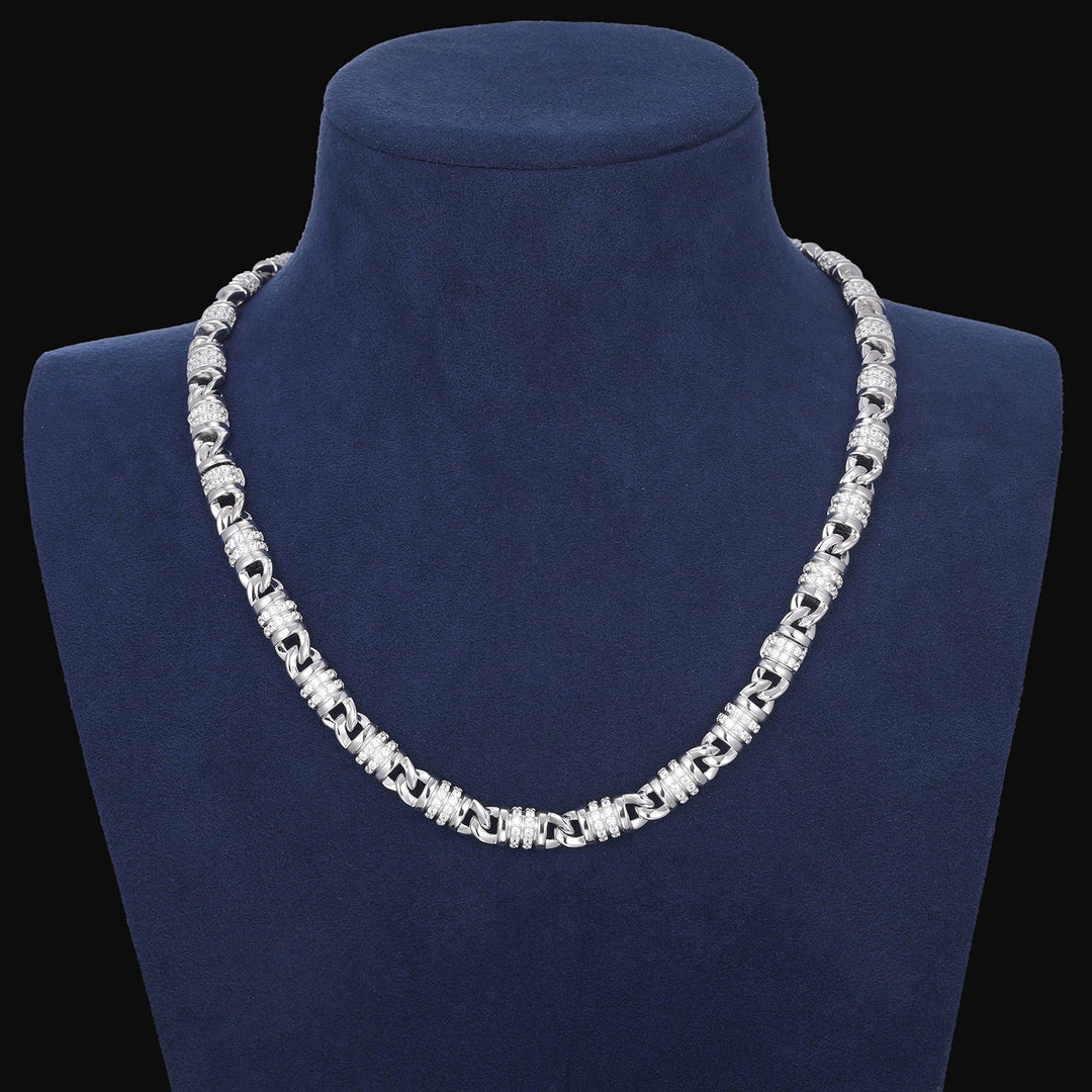 Moissanite Frosted Link Barrel Chain