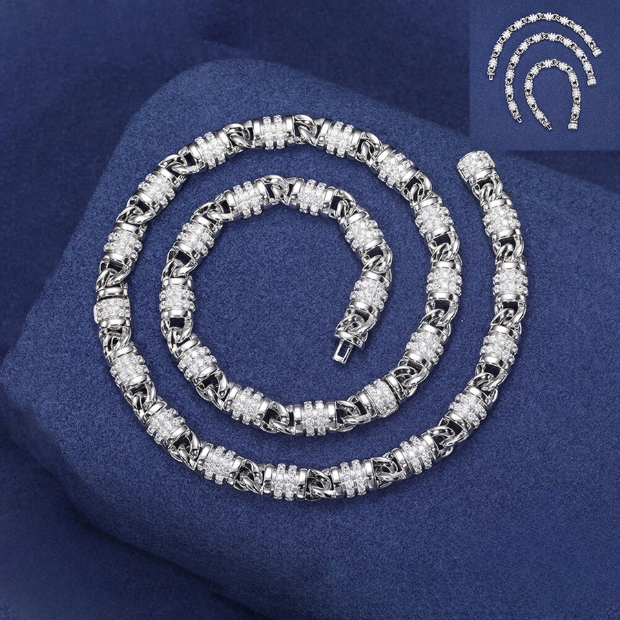 Moissanite Frosted Link Barrel Chain