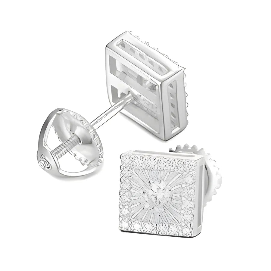 Moissanite Square Stud Earrings in 925 Silver - Silver / United States