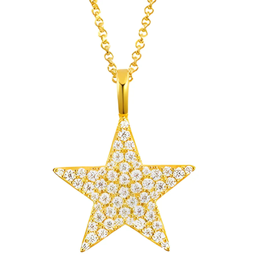 Moissanite Star Pendant in Sterling Silver - Gold / 40cm / CHINA