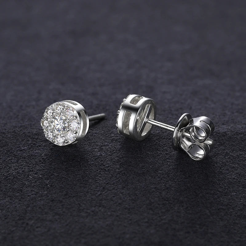 Moissanite Sterling Silver Round Studs