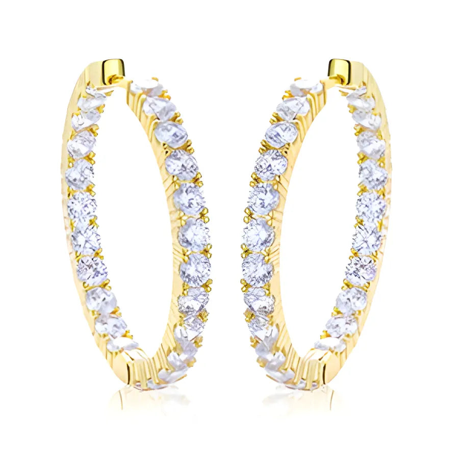 Opulent 5.4CTW Moissanite Round Hoop Earrings - Gold White 34mm / CHINA