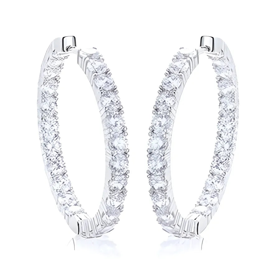 Opulent 5.4CTW Moissanite Round Hoop Earrings - Silver White 34mm / CHINA