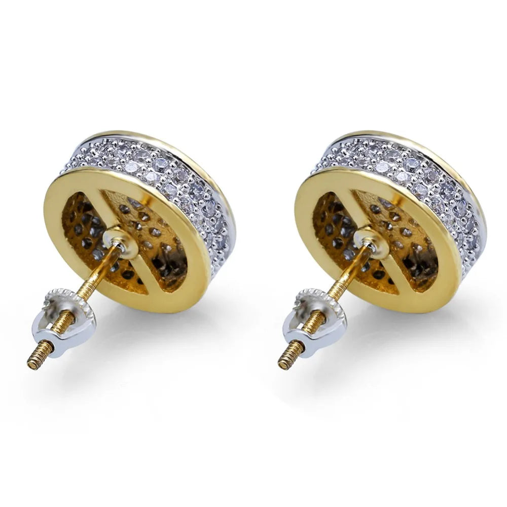 Opulent Circle Bling Studs with VVS Simulated Diamonds - Gold / Flawless VVS Simulated Diamonds (Certified CZ Diamonds