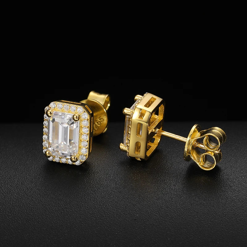 Opulent Moissanite Baguette Studs