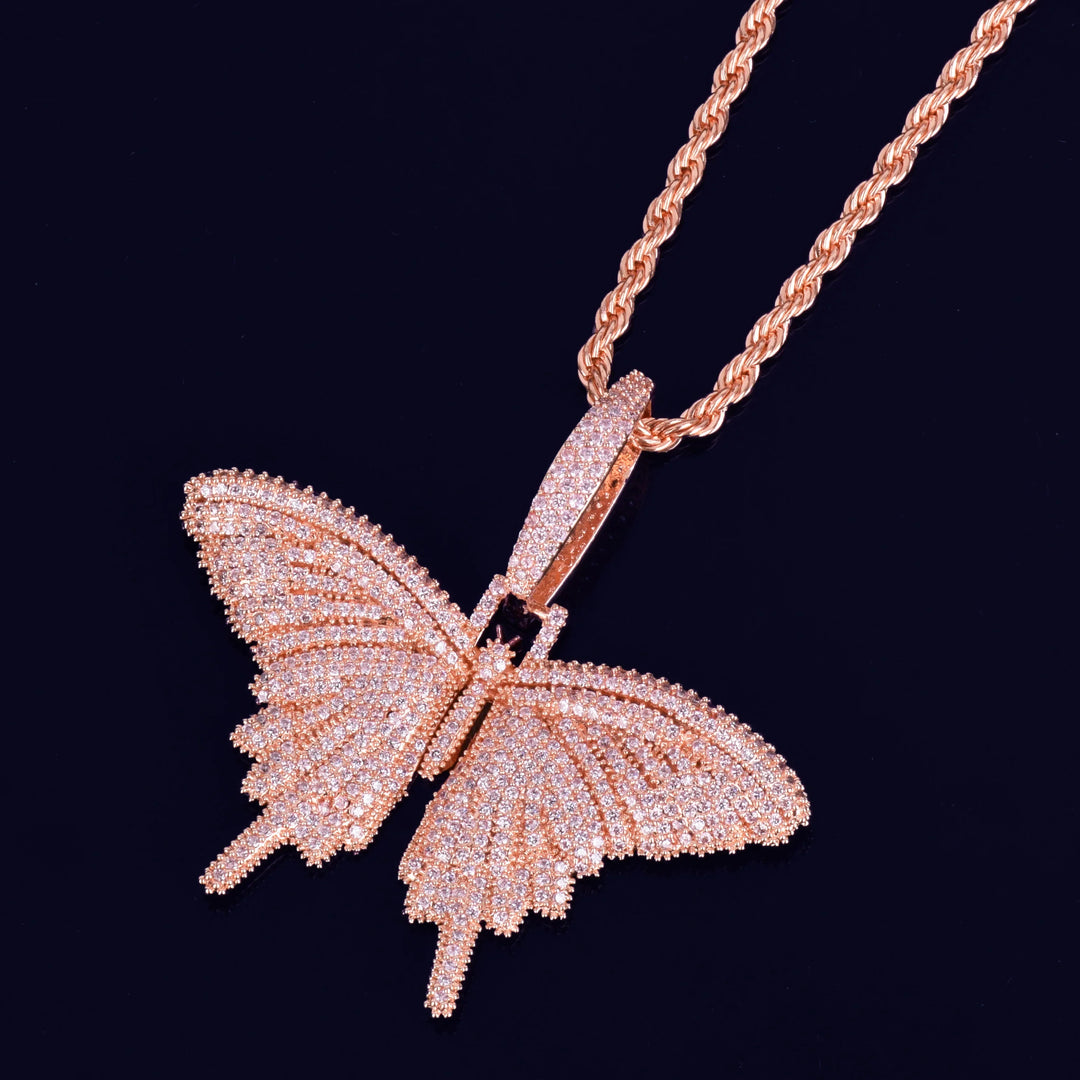 Pink Butterfly Pendant Necklace