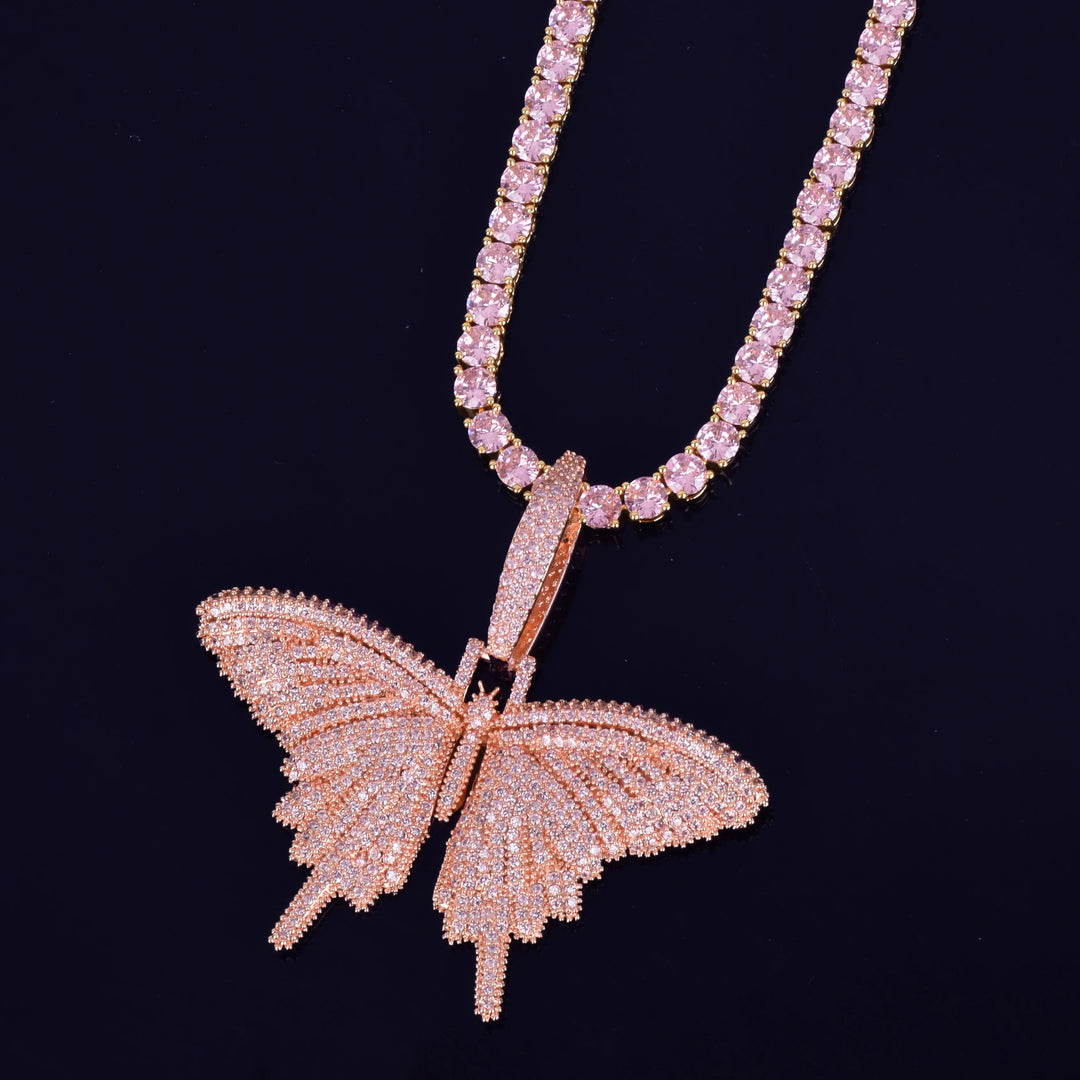 Pink Butterfly Pendant Necklace