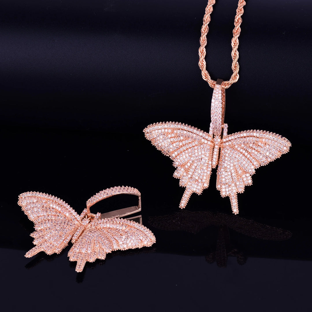 Pink Butterfly Pendant Necklace