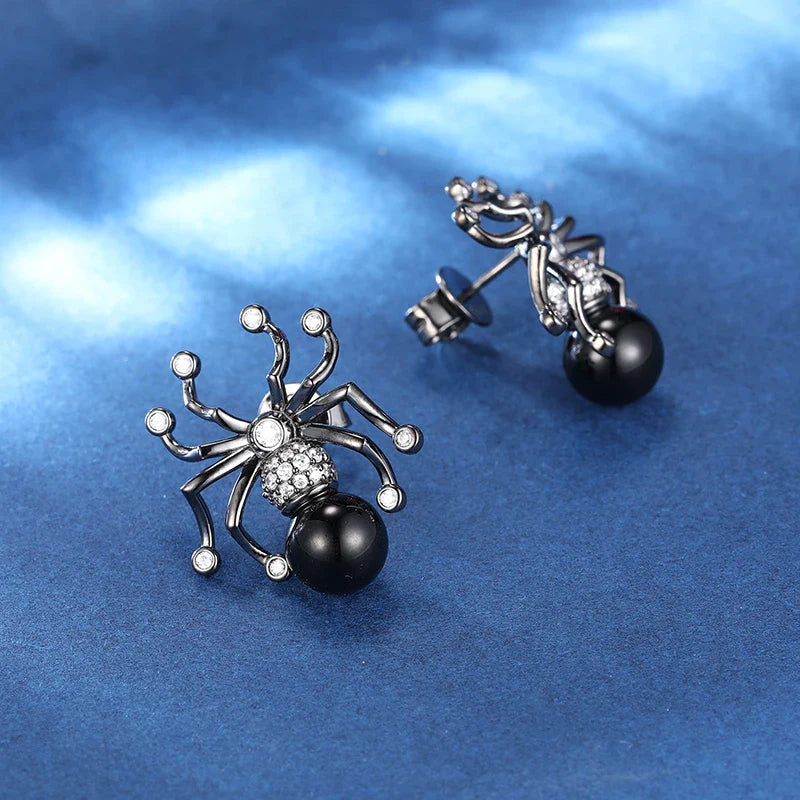 S925 Moissanite Black Spider Studs