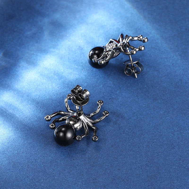 S925 Moissanite Black Spider Studs