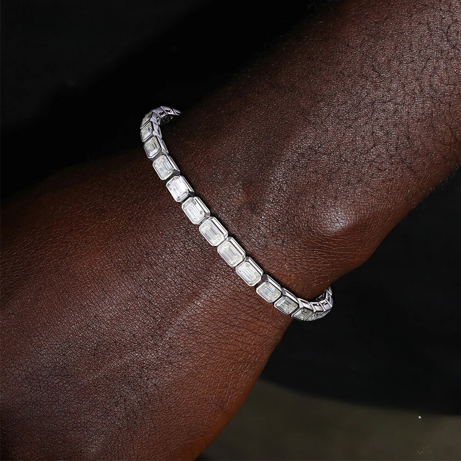 S925 Silver Moissanite Baguette Bracelet