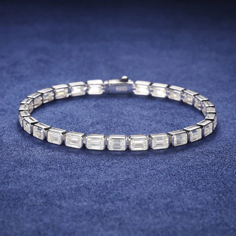 S925 Silver Moissanite Baguette Bracelet