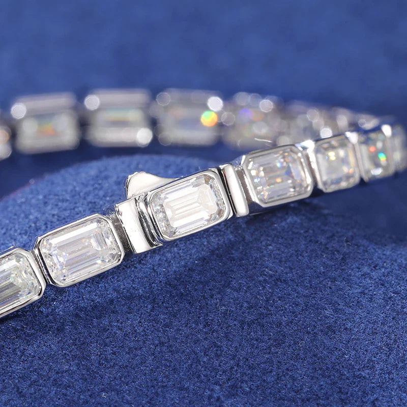 S925 Silver Moissanite Baguette Bracelet