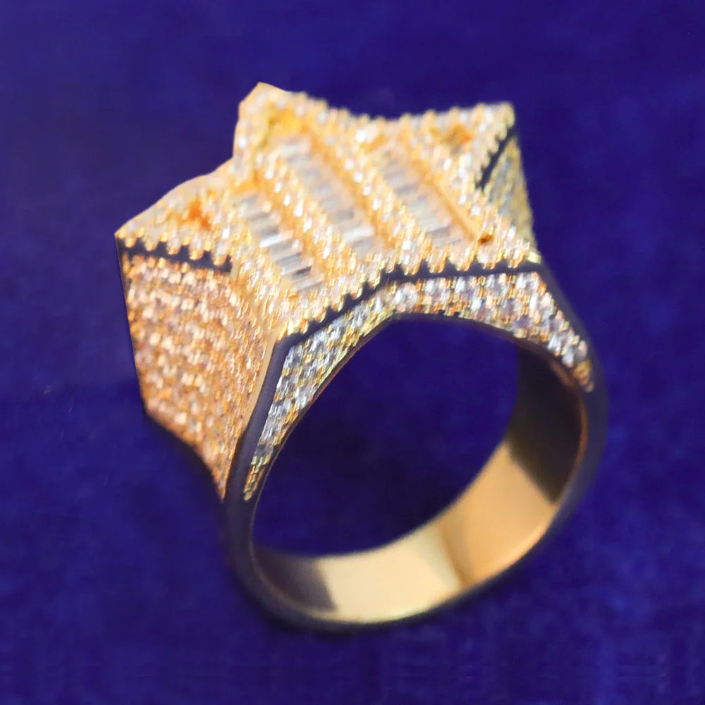 Star Men Ring - Gold Plated Copper with 5A Stones