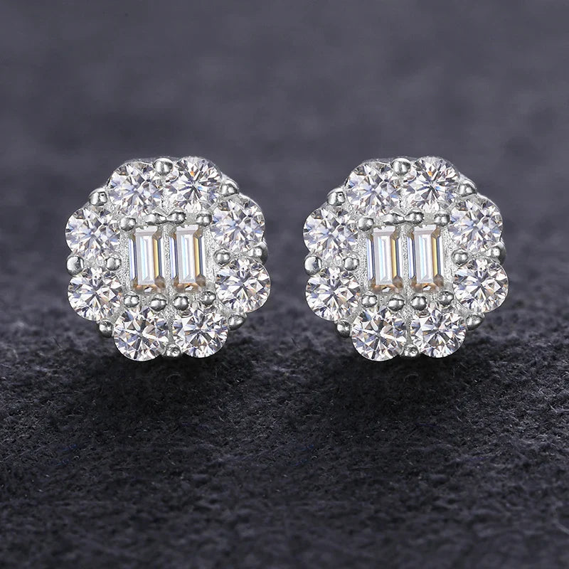 Timeless Moissanite Round Earrings in Sterling Silver - 925 Silver Earrings 2 / United States