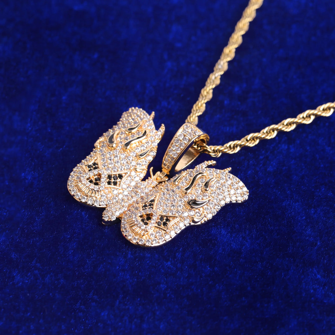 Trendy Anime Butterfly Chain Necklace in 24K Gold