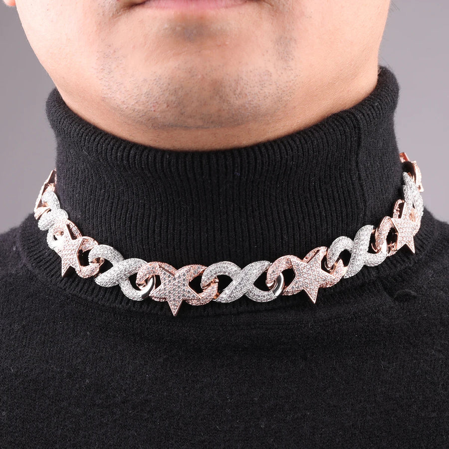 Two Tone Infinity Star Link Chain