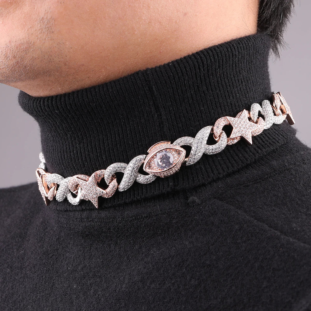 Two Tone Infinity Star Link Chain